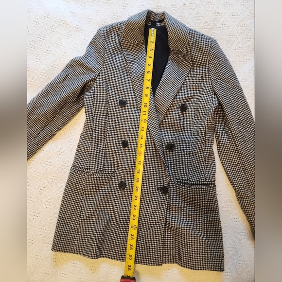 Stylish Houndstooth ALL SAINTS Wool Blend Blazer Size 0 - Picture 8 of 11